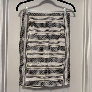 LOFT Black and White Pencil Skirt Knee-Length